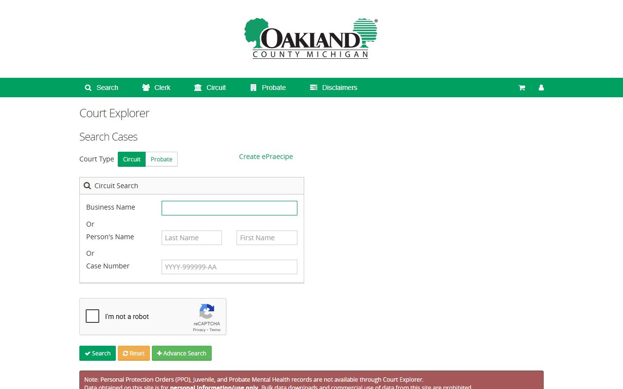 Oakland County residents directory sheriff office search page